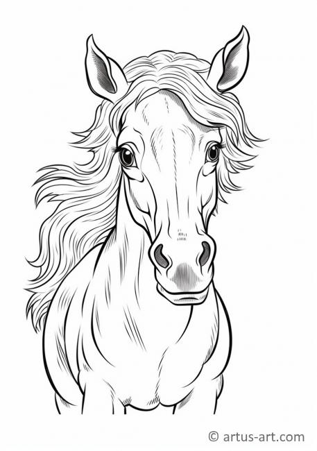 Cute Horse Coloring Page For Kids